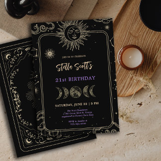 Black Mystic Celestial Moon 21. Geburtstag Einladung