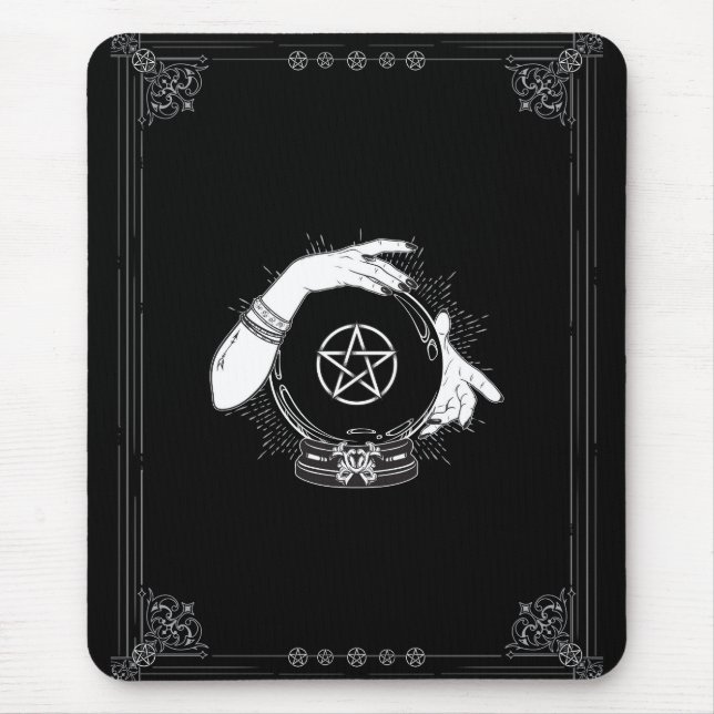 Black Mystic Fortune Teller Mystical Crystal Ball Mousepad (Vorne)