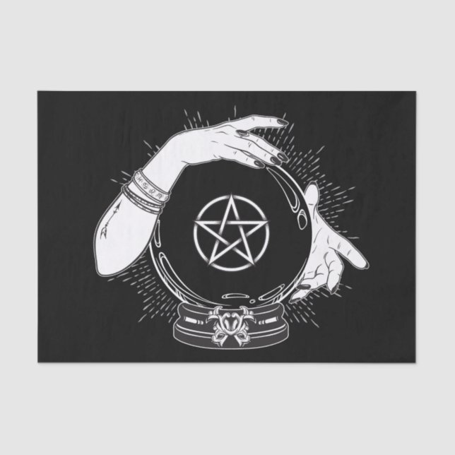Black Mystic Fortune Teller Mystical Crystal Ball Seidenpapier (Vorderseite)