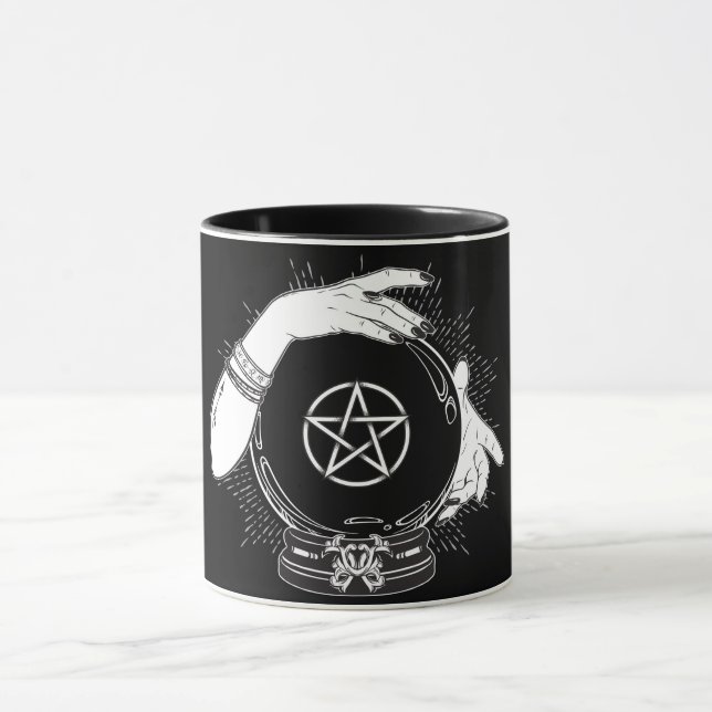 Black Mystic Fortune Teller Mystical Crystal Ball Tasse (Zentrum)