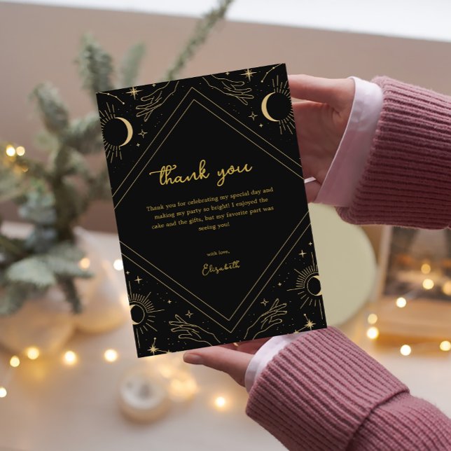 Black Mystic Horoskop Moon Danke Karte (Black Mystic Horoscope Moon Thank You Card)