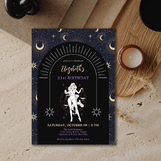 Black Mystic Libra Zodiac 21. Geburtstag Einladung
