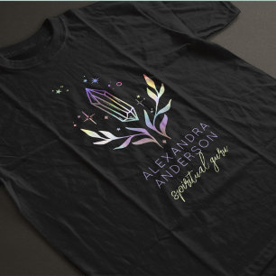 Black Mystical Holographic Spiritual Crystals T-Shirt