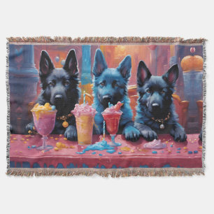 Black N Blue German Shepherds Welpen N Milkshakes Decke