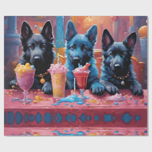Black N Blue German Shepherds Welpen N Milkshakes Geschenkpapier