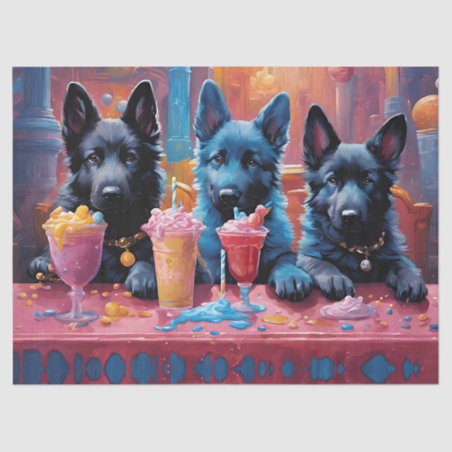 Black N Blue German Shepherds Welpen N Milkshakes Seidenpapier (Vorderseite)