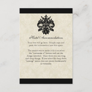 Black n Cream Lilie Damask Wedding Begleitkarte