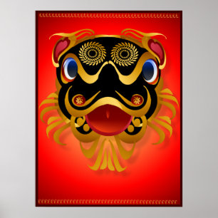 Black 'n Gold Chinesische Drachen Gefechtsposters Poster
