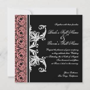 Black n White Circle Damask Hochzeitseinladungen Einladung