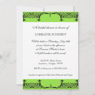 Black n White Lilie Damask Brautparty Einladung