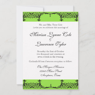 Black n White Lilie Damask Wedding Einladung
