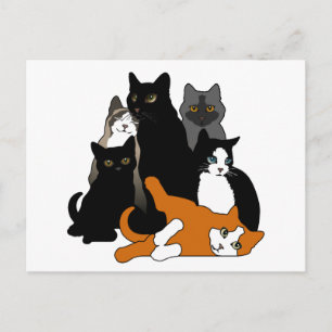 Black 'n' White 'n' Gray 'n' Orange Cats Postkarte