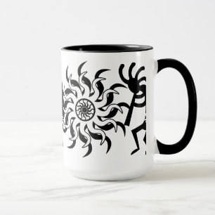 Black N White Southwest Kokopelli Tribal Sun Tasse