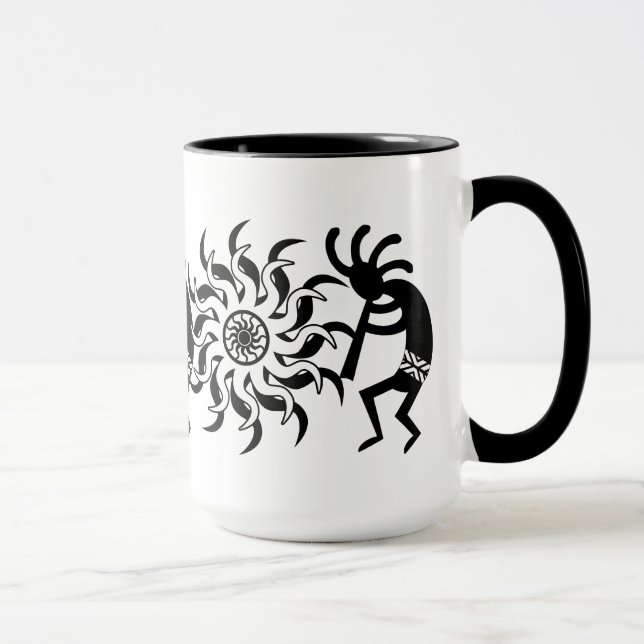 Black N White Southwest Kokopelli Tribal Sun Tasse (Rechts)