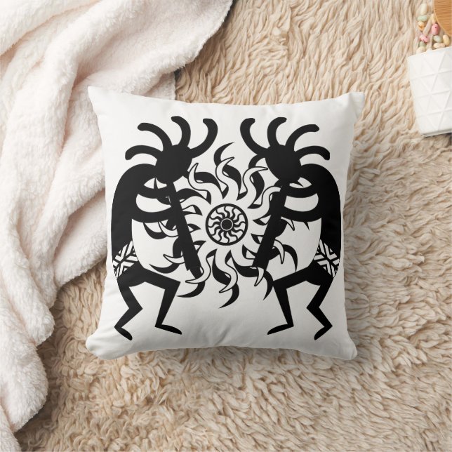 Black N White Southwest Tribal Sun Aztec Kokopelli Kissen (Decke)