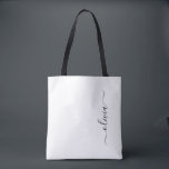 Black Name White Girly Script Monogram Modern<br><div class="desc">Schwarz und Weiß Elegant Fügen Sie Ihren eigenen Namen Monogram Book Bag. Diese Büchertasche kann auf Ihren Vor- und Vornamen angepasst werden und als Geschenk für Weihnachten,  Geburtstag,  Brautparty oder Hochzeit.</div>