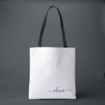 Black Name White Girly Script Monogram Modern<br><div class="desc">Schwarz und Weiß Elegant Fügen Sie Ihren eigenen Namen Monogram Book Bag. Diese Büchertasche kann auf Ihren Vor- und Vornamen angepasst werden und als Geschenk für Weihnachten,  Geburtstag,  Brautparty oder Hochzeit.</div>