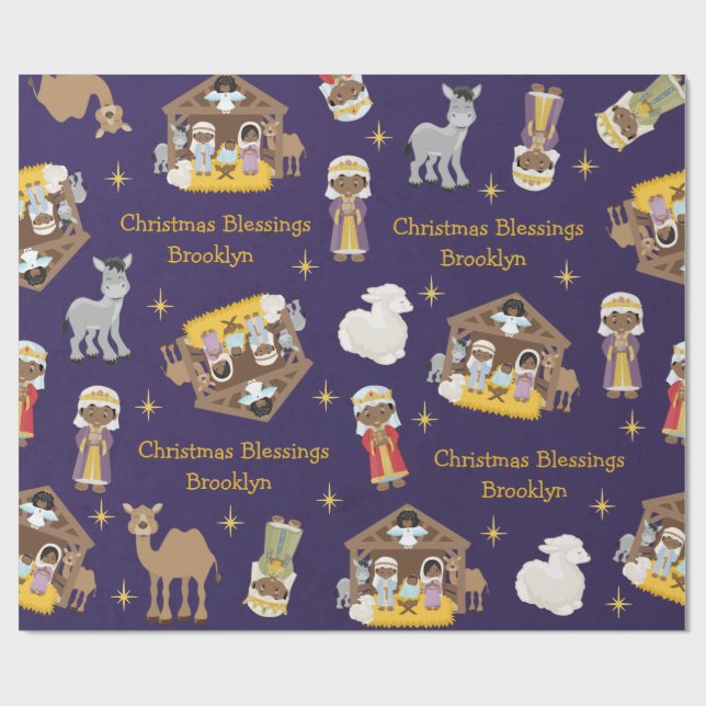 Black Nativity Wrapping Paper Geschenkpapier (Flach)