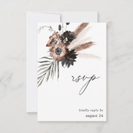 Black & Natural Floral Boho w Meal UAWG RSVP Karte