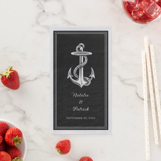 Black Nautical Anchor Wedding Serviette (Beispiel)