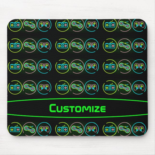 Black & Neon Gamer Mousepad (Vorne)