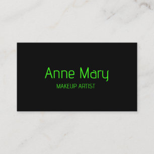 Black Neon Green Bright Script Makeup Artist Salon Visitenkarte
