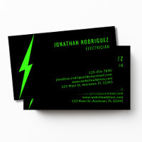 Black Neon Green Lighting Bolt Custom Electrician