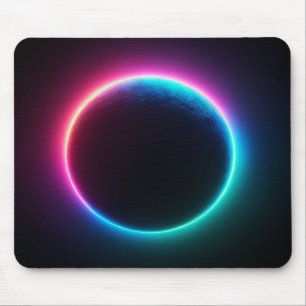 Black Neon Moon Mousepad