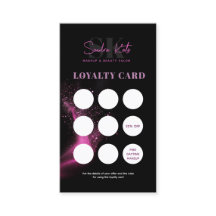 Black Neon Pink Beauty Salon QR Code Loyalty Card