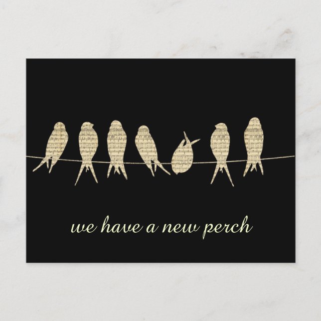 Black New Perch Änderung der Adresse Ankündigungspostkarte (Vorderseite)