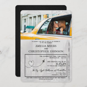 Black New York City Passport Wedding Einladung