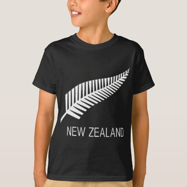 Black New Zealand Fern Shirt Mens Black Proud Kiwi (Vorderseite)