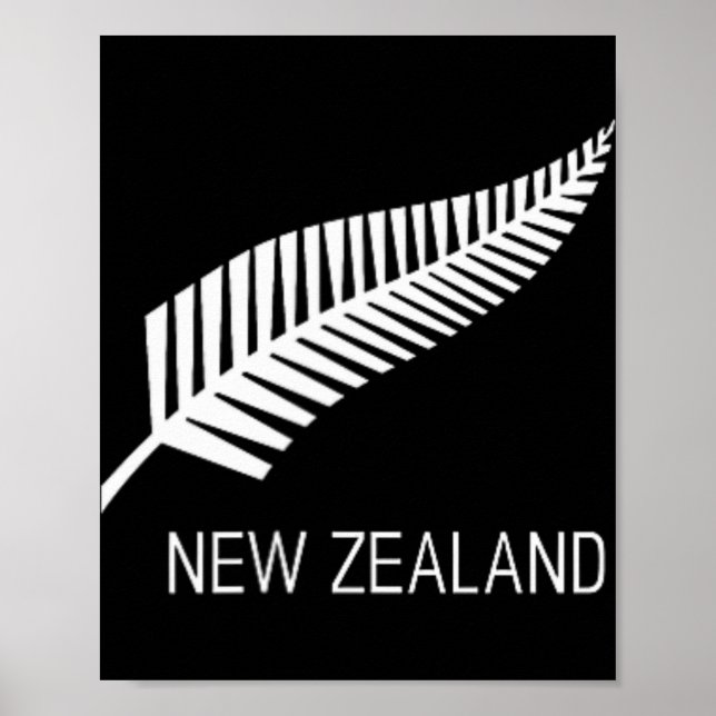 Black New Zealand Fern Shirt Mens Black Proud Kiwi Poster (Vorne)