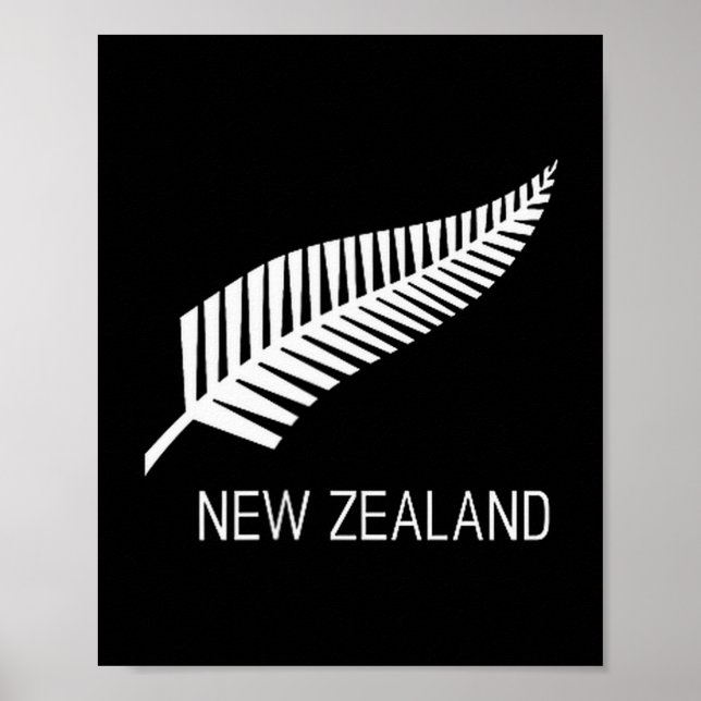 Black New Zealand Fern Shirt Mens Black Proud Kiwi Poster (Vorne)