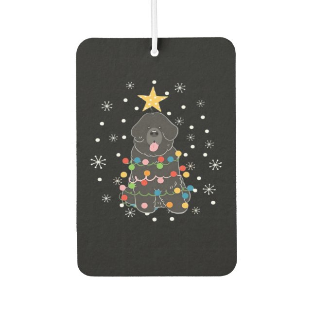 Black Newfie Newfoundland Dog Christmas Tree Class Autolufterfrischer (Vorderseite)