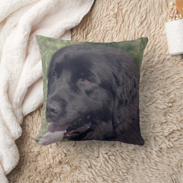 Black Newfoundland Dog Face Kissen (Decke)