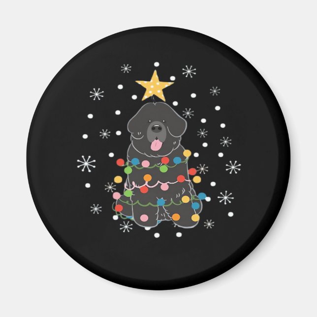Black Newfundland Dog Christmas Tree Class Magnet (Vorne)