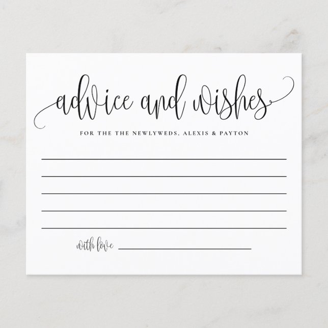 Black Niedlich Calligraphy Wedding Advice and Wish (Vorderseite)