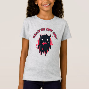 Black Niedlich Kawaii Ghost T-Shirt