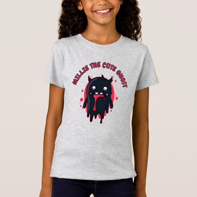 Black Niedlich Kawaii Ghost T-Shirt (Vorderseite)