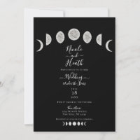 Black Night Sky Moon Phases Abend Wedding