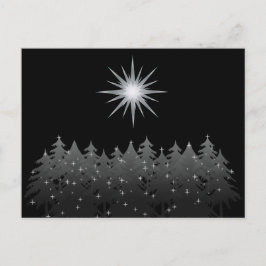 Black Night Sky White Star Trees Moderne Weihnacht Feiertagspostkarte