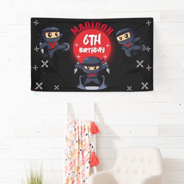 Black Ninja Birthday Party Banner (Insitu)