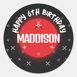 Black Ninja Birthday Party Classic Round Stickers