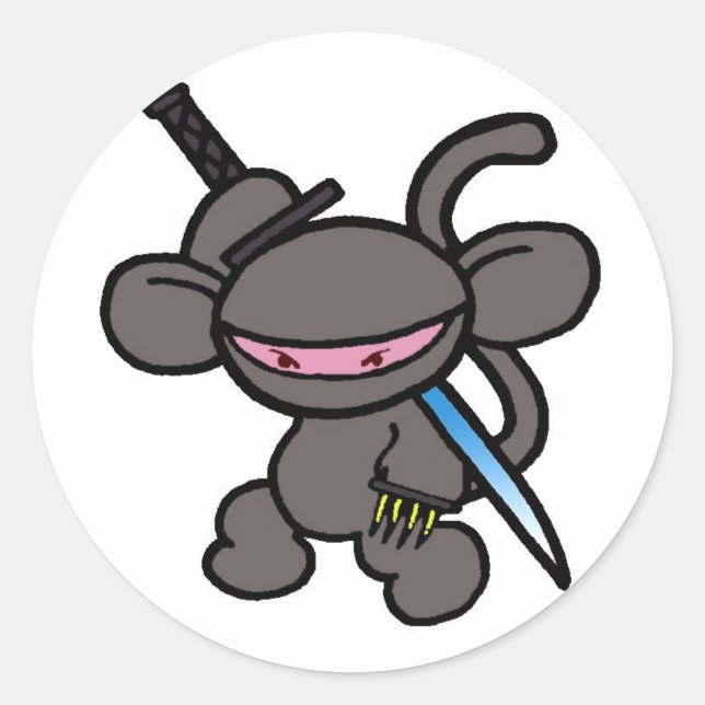 Black Ninja Claw-No Words Runder Aufkleber (Vorderseite)