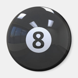 Black No. 8 Billiard Pool Ball Magnet
