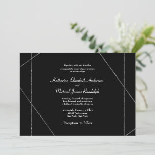 Black No Parters B/W Foto Wedding Einladung