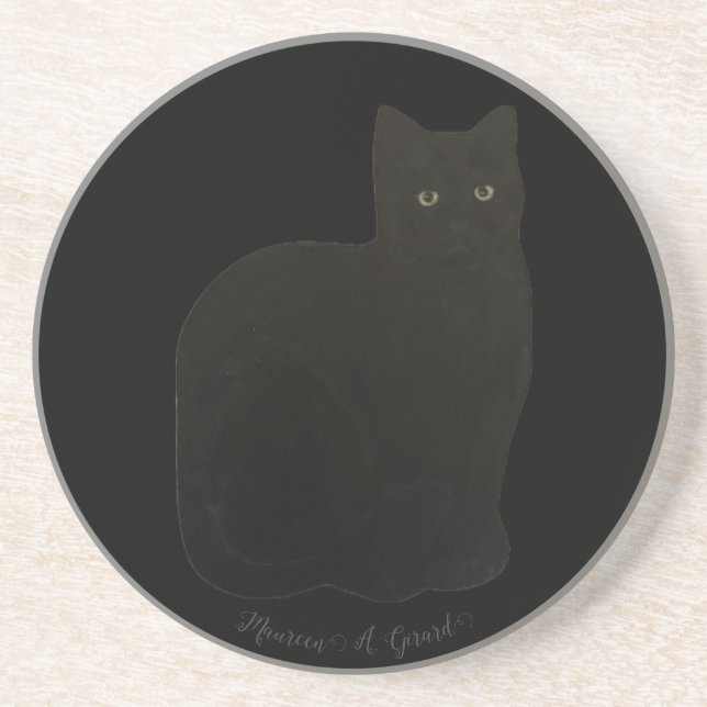 Black Noir Cat Kitten Feline Pet Animal Familiar Getränkeuntersetzer (Vorne)