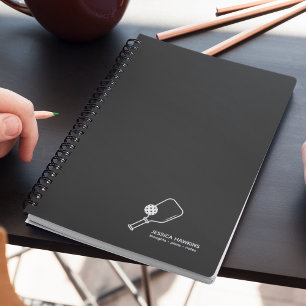 Black Noir Pickleball Paddle & Ball Personal Notizbuch