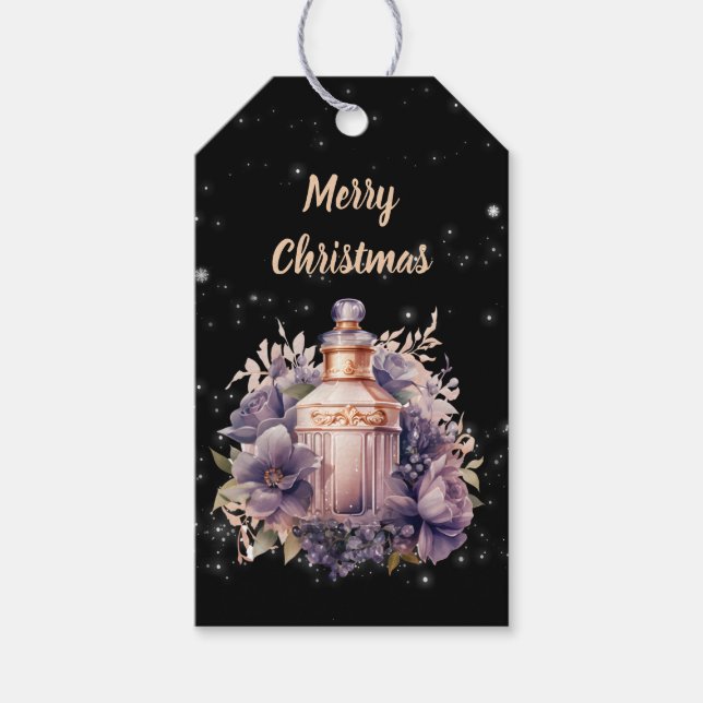 Black Nostalgic luxuriöses Frohe Weihnachten Geschenkanhänger (Vorderseite)